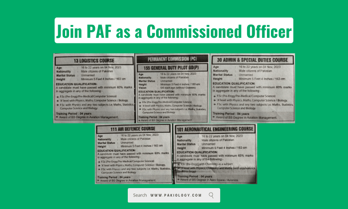 Join PAF as a Commissioned Officer – 2023