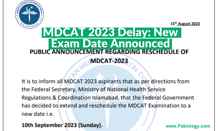 MDCAT 2023 Delay: New Exam Date Announced